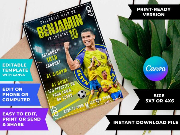 Cristiano Ronaldo Al-Nassr Birthday Invitation