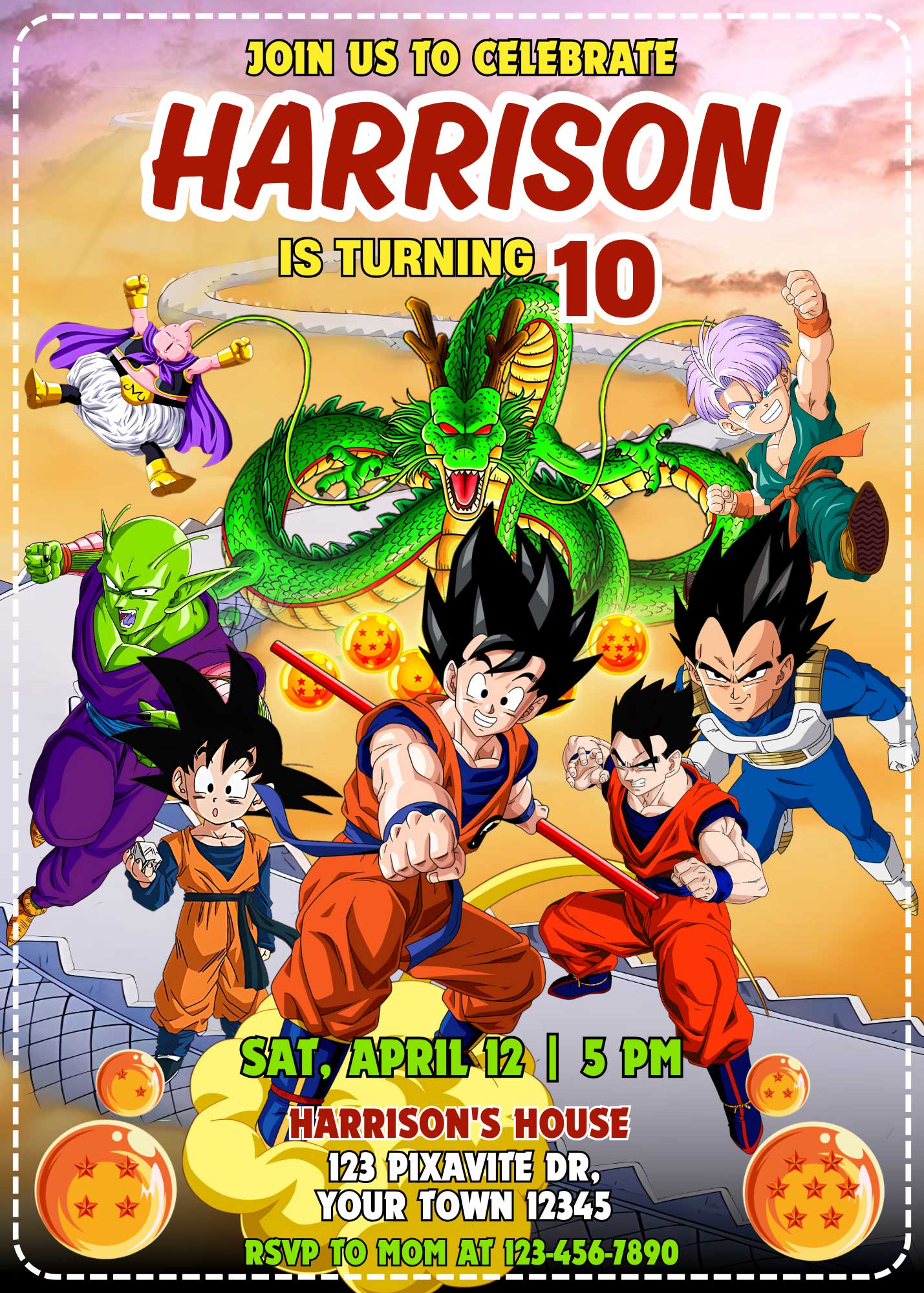 thumbnail image 2 of Dragon Ball Vegeta Birthday Card – Professionally Printed, Personalised Name & Message 2 of 5