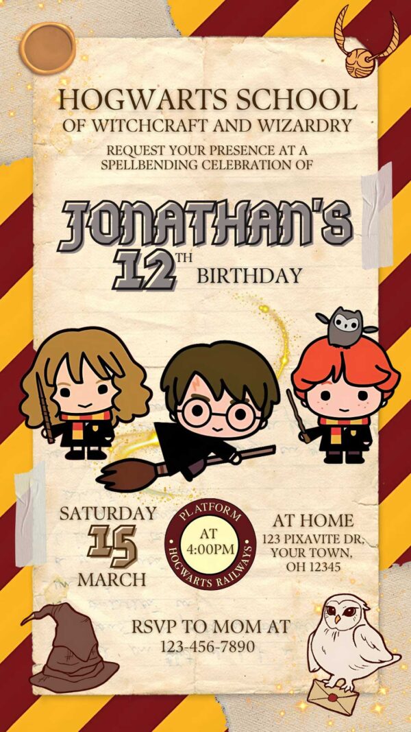 Harry Potter Birthday Invitation