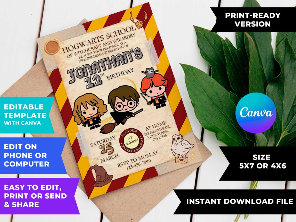 Editable Harry Potter Birthday Invitation Template Wonderful Invite Editable Harry Potter Birthday Invitation Template Wonderful Invite