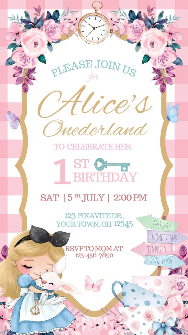Alice In Wonderland Birthday Invitation