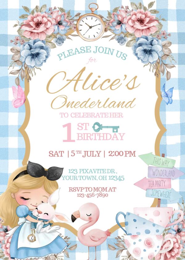 Alice In Wonderland Birthday Invite
