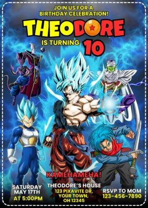 Dragon Ball Super Birthday Invitation