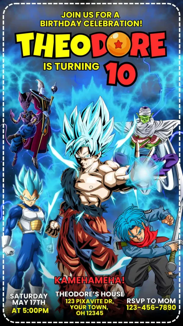 Dragon Ball Super Birthday Invitation