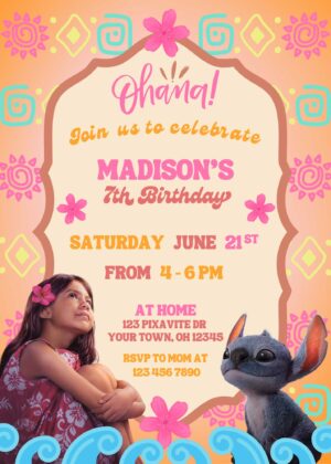 Lilo and Stitch 2025 Birthday Invitation