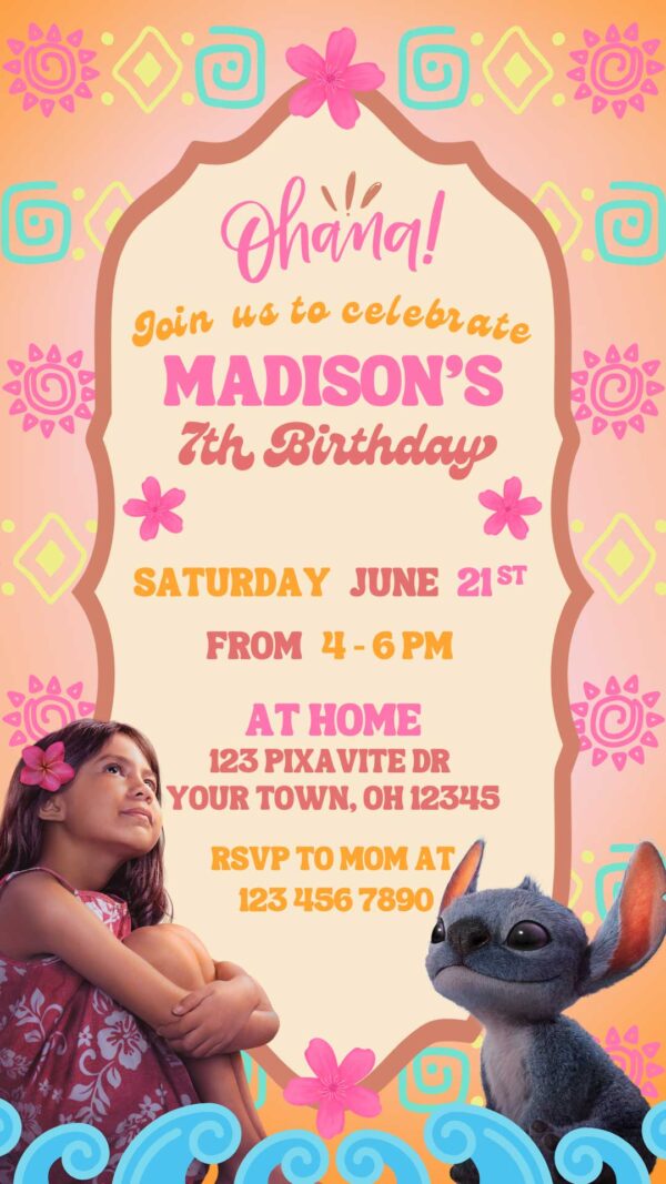 Lilo and Stitch 2025 Birthday Invitation