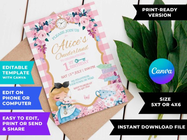 Alice In Wonderland Birthday Invitation