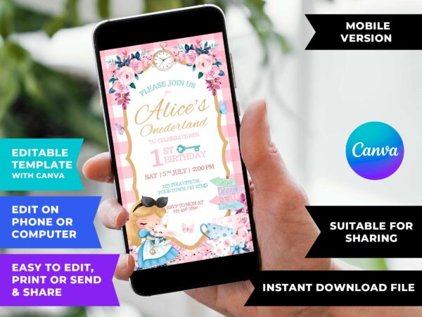 Alice In Wonderland Birthday Invitation