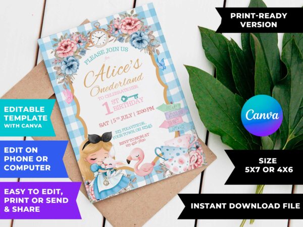 Alice In Wonderland Birthday Invite