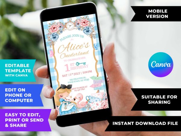 Alice In Wonderland Birthday Invite