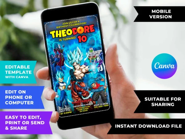 Dragon Ball Super Birthday Invitation