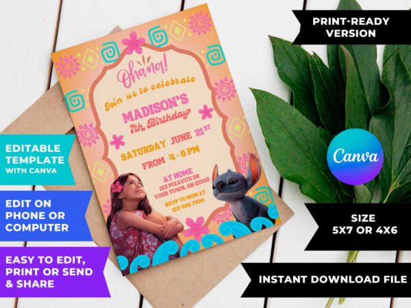 Lilo and Stitch 2025 Birthday Invitation