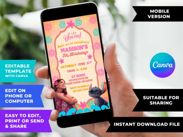 Lilo and Stitch 2025 Birthday Invitation