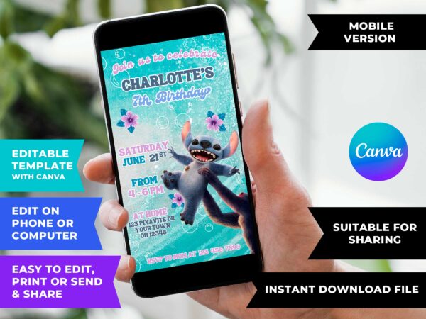 Stitch 2025 Birthday Invitation