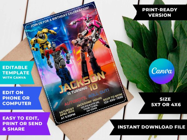 Transformers One Birthday Invitation