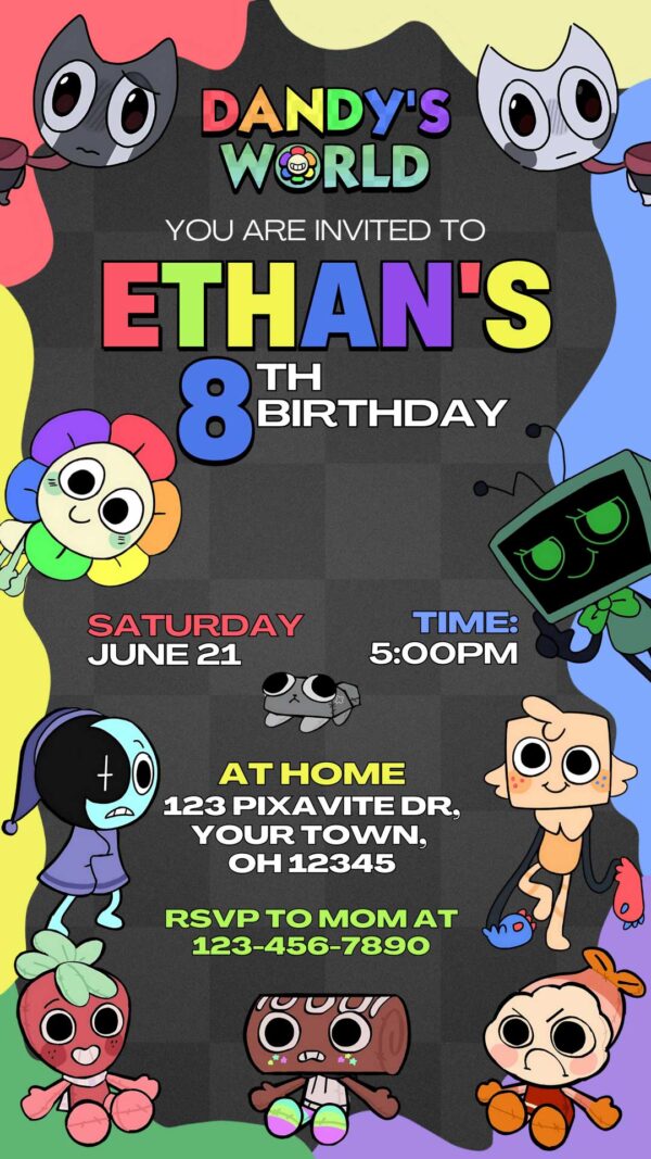 Dandy's World Birthday Invitation