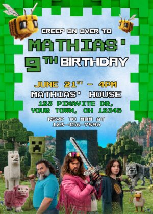 Minecraft Movie Birthday Invitation