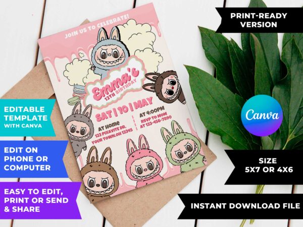 Labubu Birthday Invitation