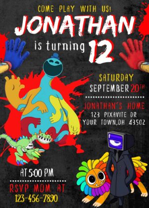 Poppy Playtime 4 Birthday Invitation