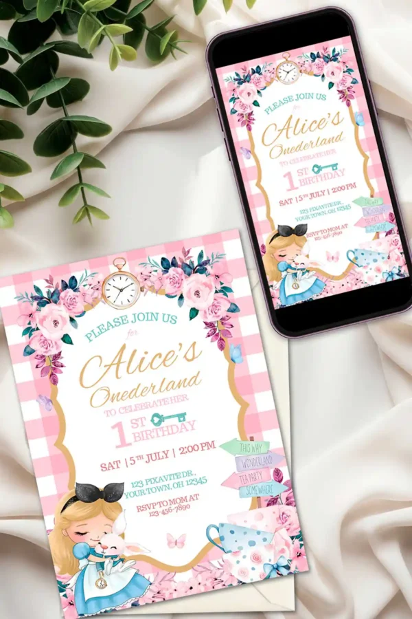 Alice In Wonderland Birthday Invitation