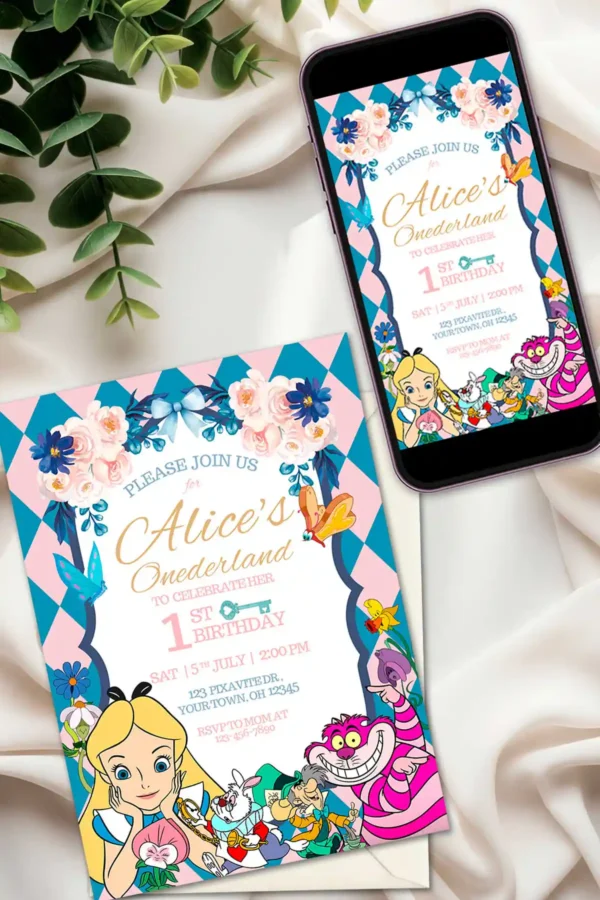 Alice In Wonderland Birthday Party Invitation