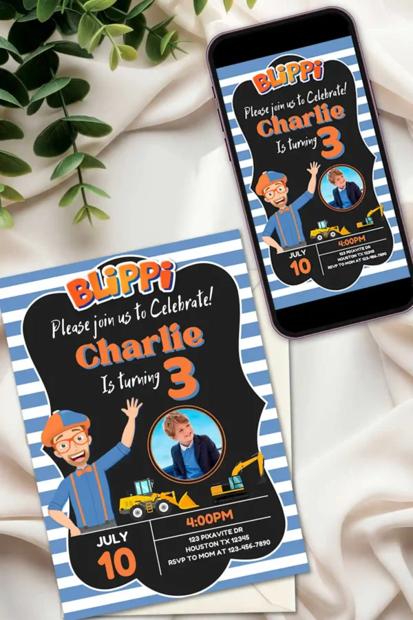 Blippi Birthday Invitation