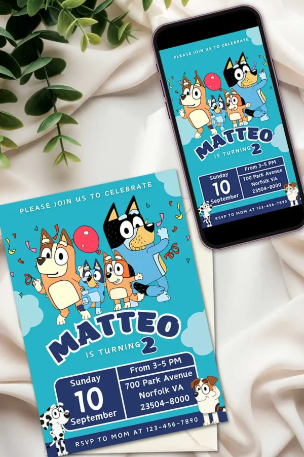 Bluey Birthday Invite