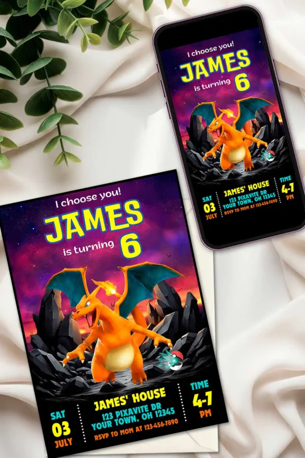 Charizard Birthday Invitation
