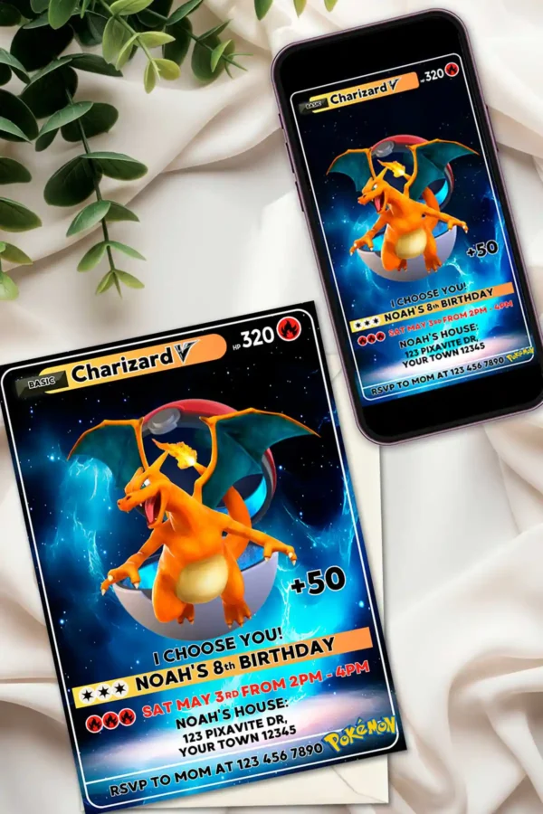 Charizard Birthday Invite