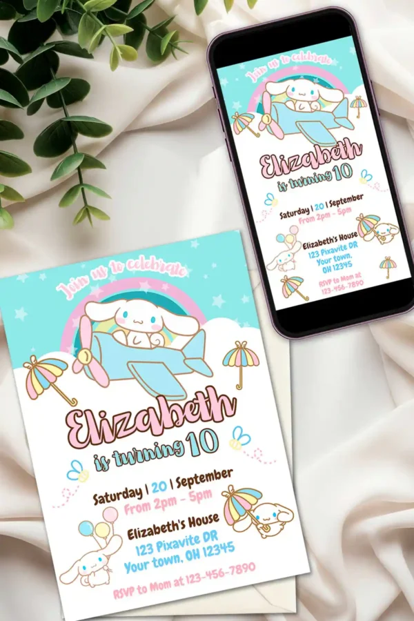 Cinnamoroll Birthday Invitation
