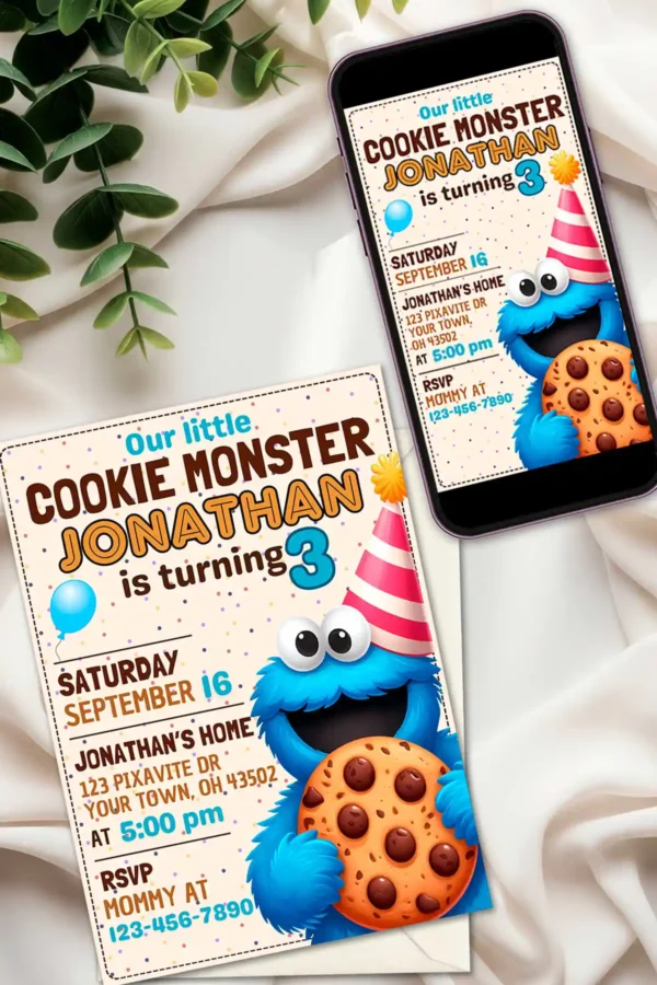 Cookie Monster Birthday Invite