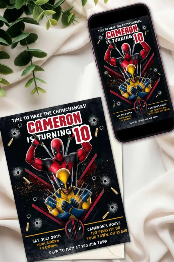 Deadpool & Wolverine Birthday Invite