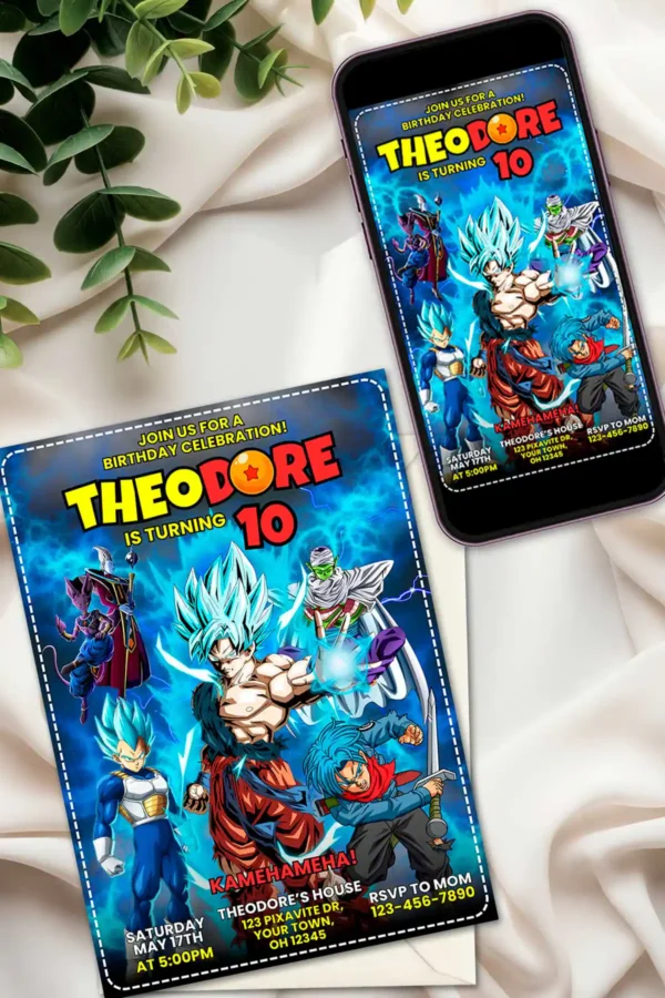 Dragon Ball Super Birthday Invitation