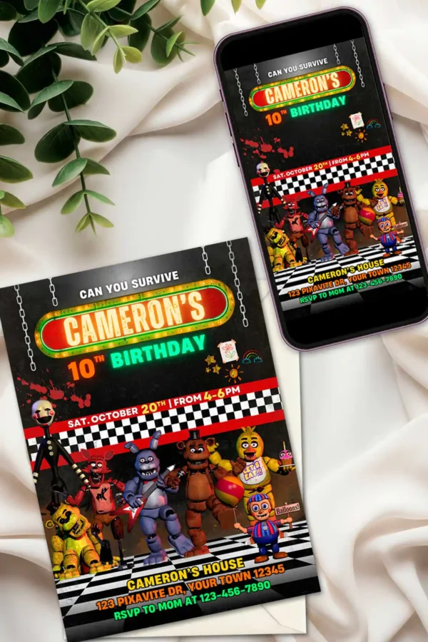 Five Nights at Freddy's Birthday Invitation