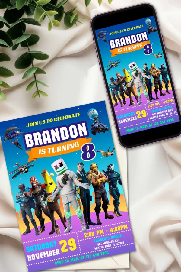 Fortnite Birthday Party Invitation