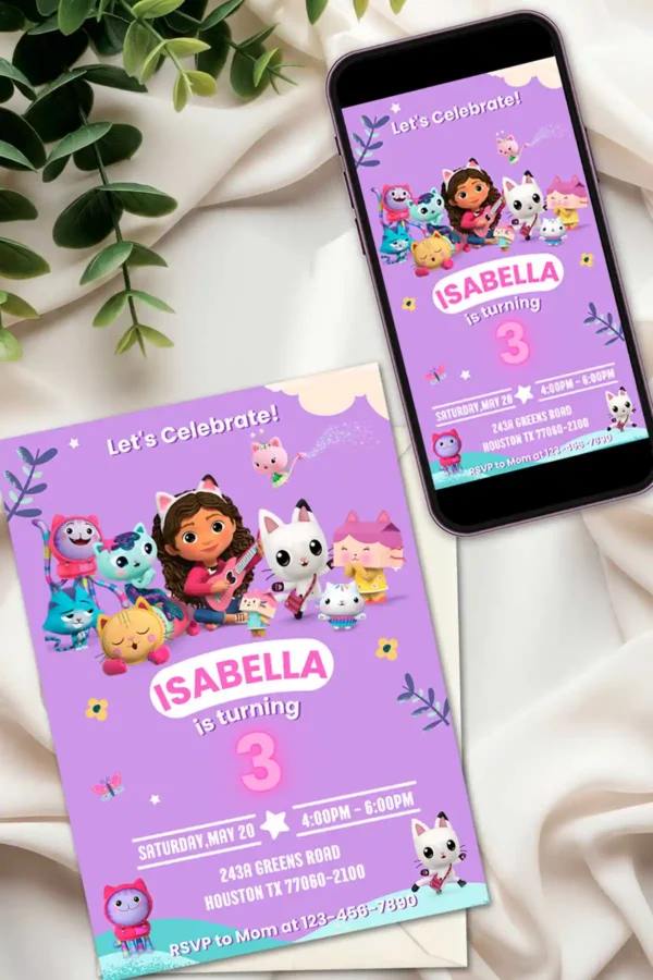 Gabby's Dollhouse Birthday Invitation