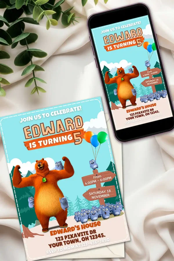 Grizzy And The Lemmings Birthday Invitation