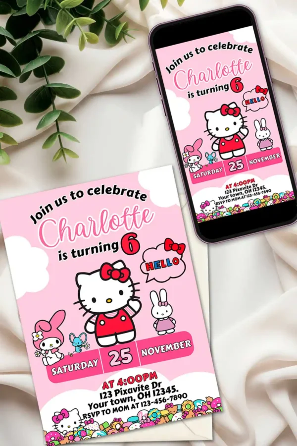 Hello Kitty Birthday Invitation