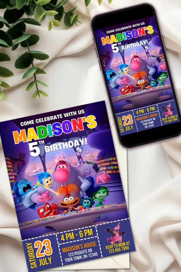 Inside Out 2 Birthday Invite