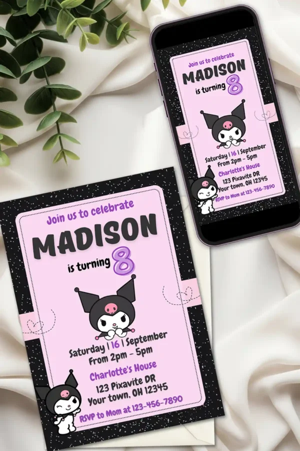 Kuromi Birthday Invitation