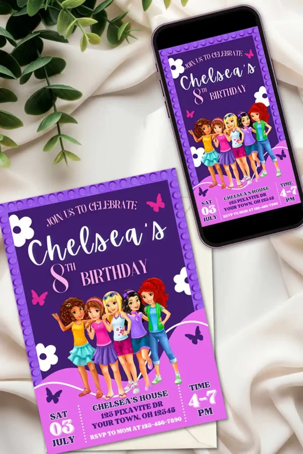 Lego Friends Birthday Invitation