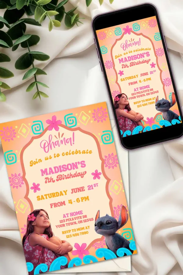 Lilo and Stitch 2025 Birthday Invitation