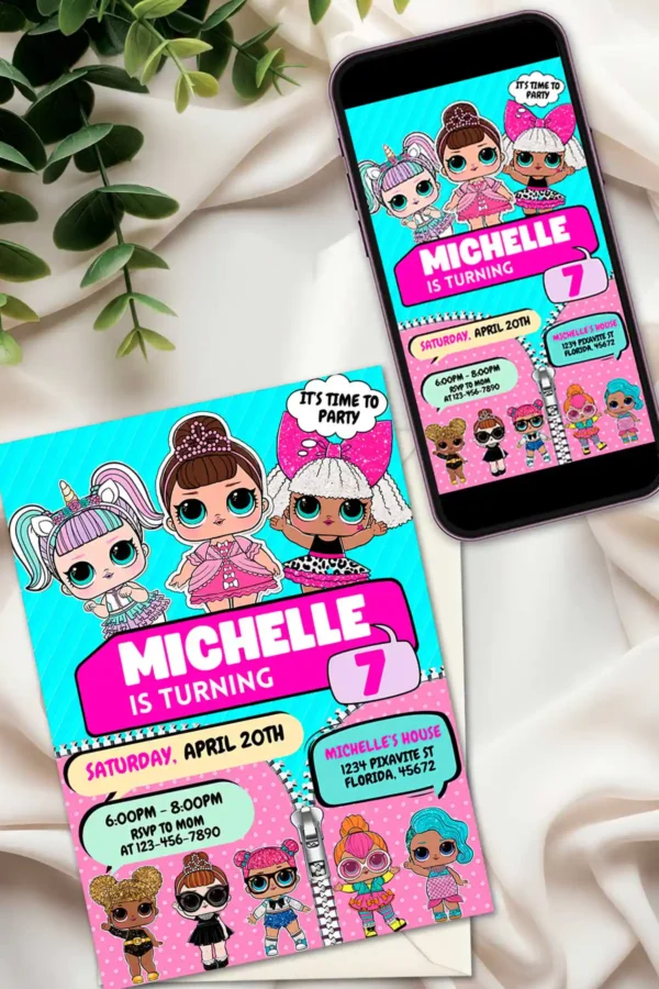 Lol Surprise Dolls Birthday Invitation