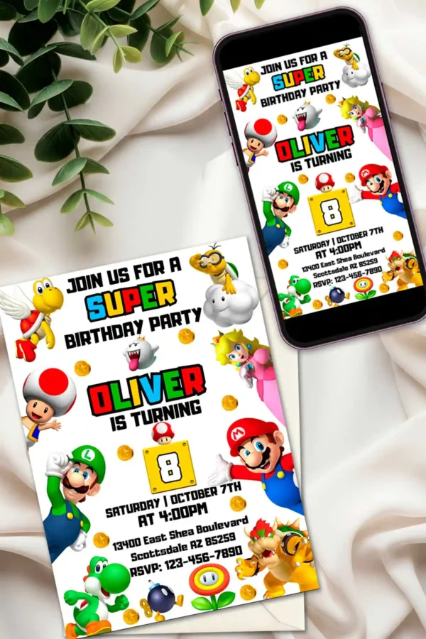 Mario Bros Birthday Invite