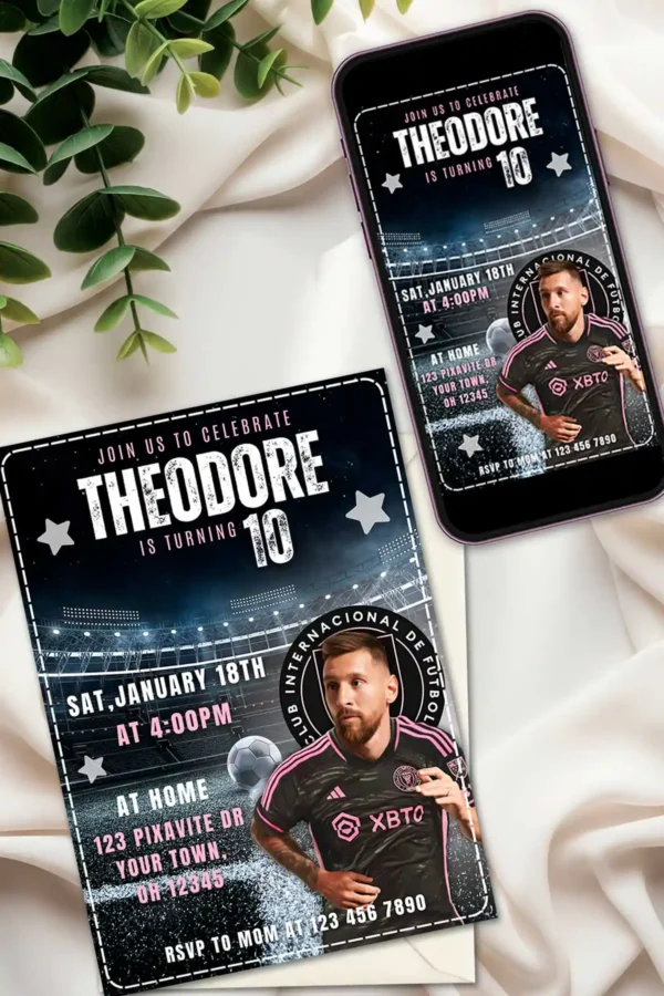Messi Inter Miami Birthday Invitation