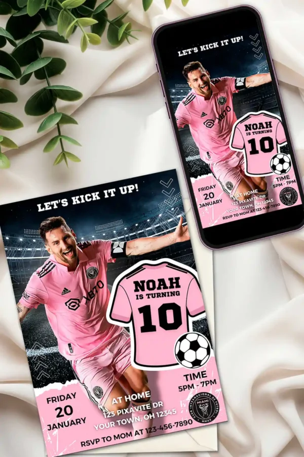 Messi Inter Miami Birthday Invite