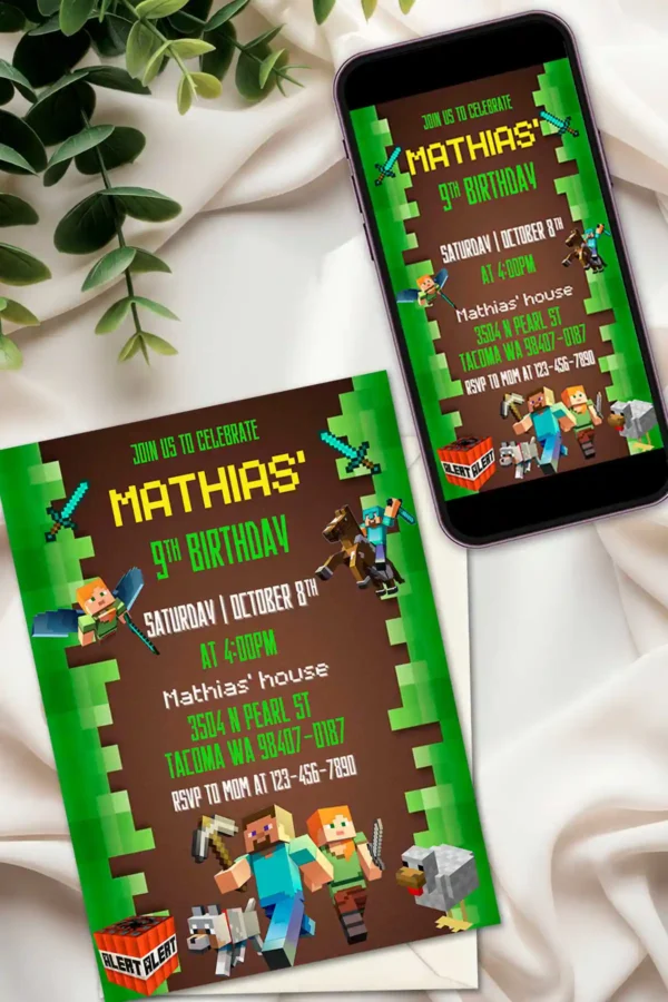 Minecraft Birthday Invitation