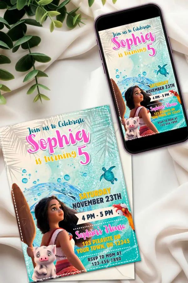 Moana 2 Birthday Invitation