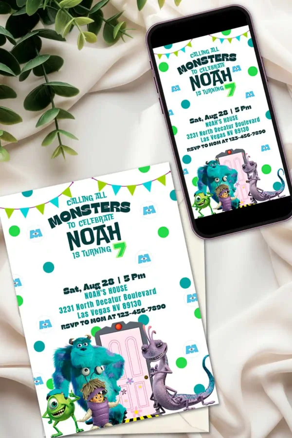 Monsters Inc Birthday Invitation