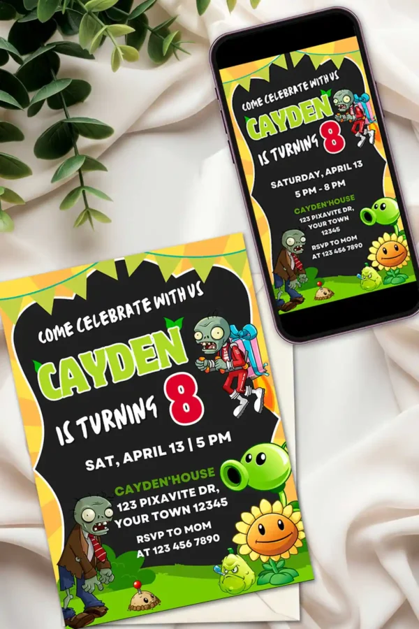 Plants vs Zombies Birthday Invitation